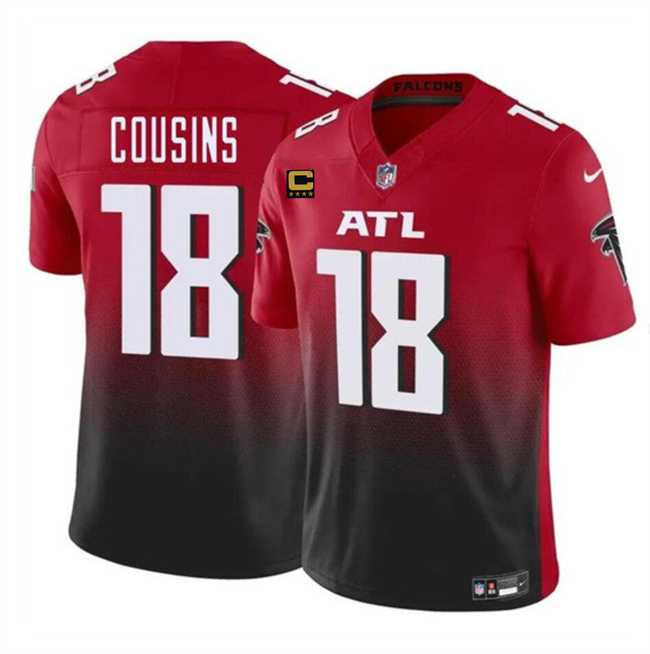 Men%27s Atlanta Falcons #18 Kirk Cousins Red Black 2024 F.U.S.E With 4-Star C Patch Vapor Untouchable Limited Stitched Jersey Dzhi